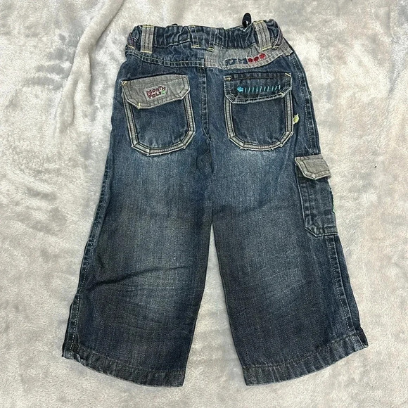 Gagou Tagou - Super soft cotton  denim cargo style pants. Size 2T - Picture 4 of 7